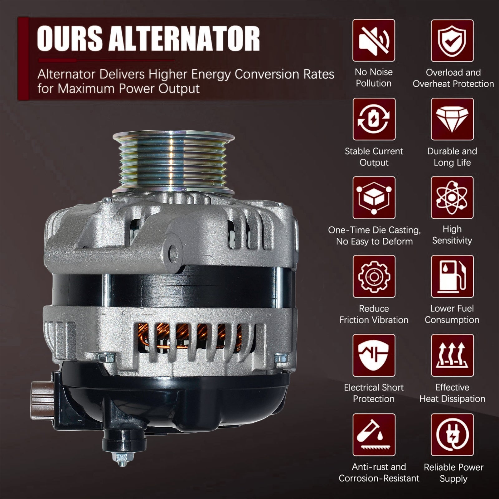 Zevyle High-Output Alternator - Fits 2003 Honda Accord 2.0L, 2003-2008 Acura TSX 2.4L
