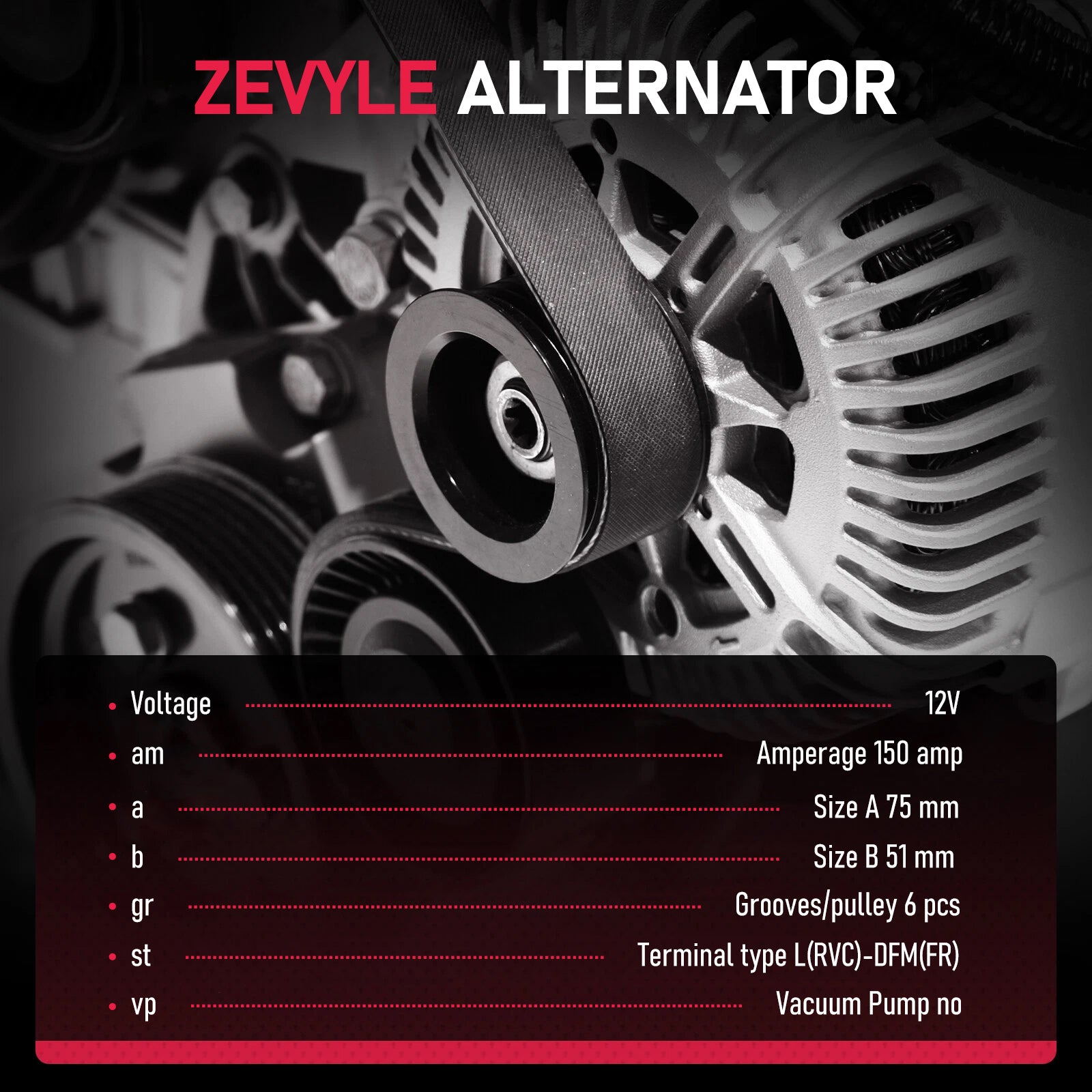 Zevyle High-Output Alternator - Fits 2014-2015 Chevy Silverado, Tahoe, GMC Sierra, Yukon