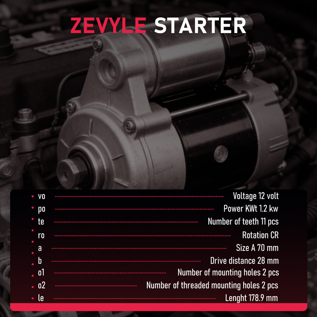Zevyle Starter Motor - Fits 2006-2010 Hyundai Sonata, Santa Fe, Kia Optima, Rondo 2.4L